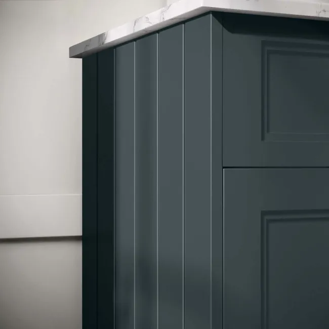 Lucia Inky Blue Double Vanity with Marble Top & Curved Counter Top Basin 1200mm