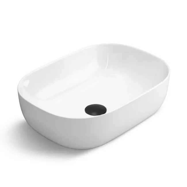 Avon Stone Grey Vanity with Marble Top & Curved Counter Top Basin 800mm - Black Accents