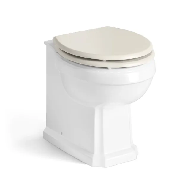 Monaco Chalk White Combination Vanity Basin with Marble Top and Hudson Toilet with Wooden Seat 1500mm - Brushed Brass Accents