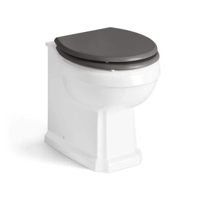 Monaco Graphite Grey Combination Vanity Basin and Hudson Toilet with Wooden Seat 1500mm - Brushed Brass Accents
