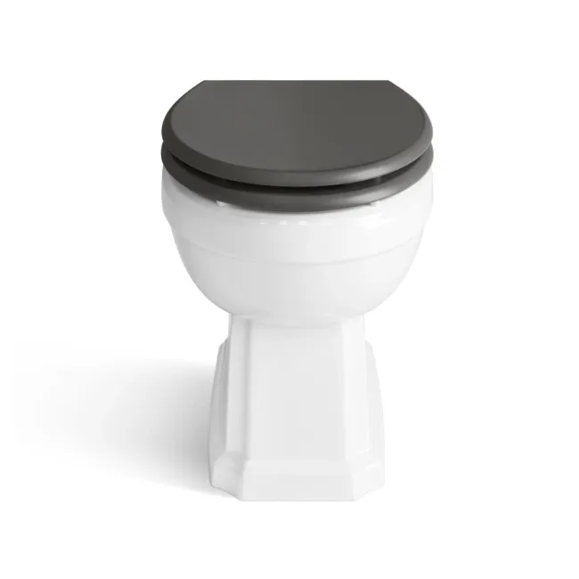 Monaco Graphite Grey Combination Vanity Basin and Hudson Toilet with Wooden Seat 1500mm - Brushed Brass Accents