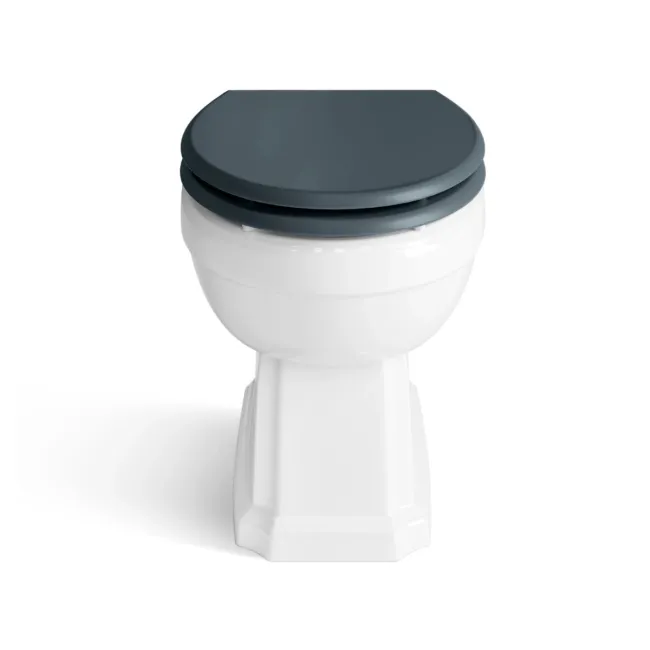 Monaco Inky Blue Combination Vanity Basin and Hudson Toilet with Wooden Seat 1500mm - Brushed Brass Accents