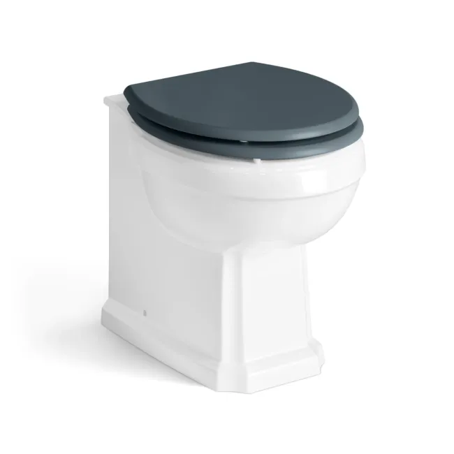 Monaco Inky Blue Combination Vanity Basin with Marble Top & Hudson Toilet with Wooden Seat 1200mm - Brushed Brass Accents