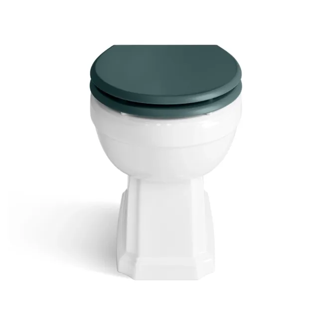 Monaco Midnight Green Combination Vanity Traditional Basin with Marble Top & Hudson Toilet with Wooden Seat 1500mm - Brass Knurled Handles