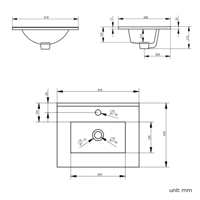 Mersey Gloss White Combination Vanity Basin and Houston Toilet 1000mm - Black Accents
