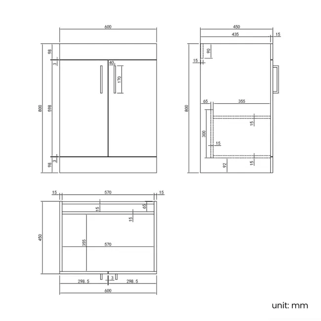 Mersey Gloss White Basin Vanity and Back To Wall Unit 1100mm (Excludes Toilet) - Black Accents