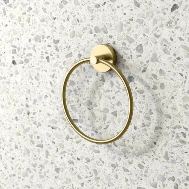 Sofia Brushed Brass Toilet Roll Holder & Towel Ring