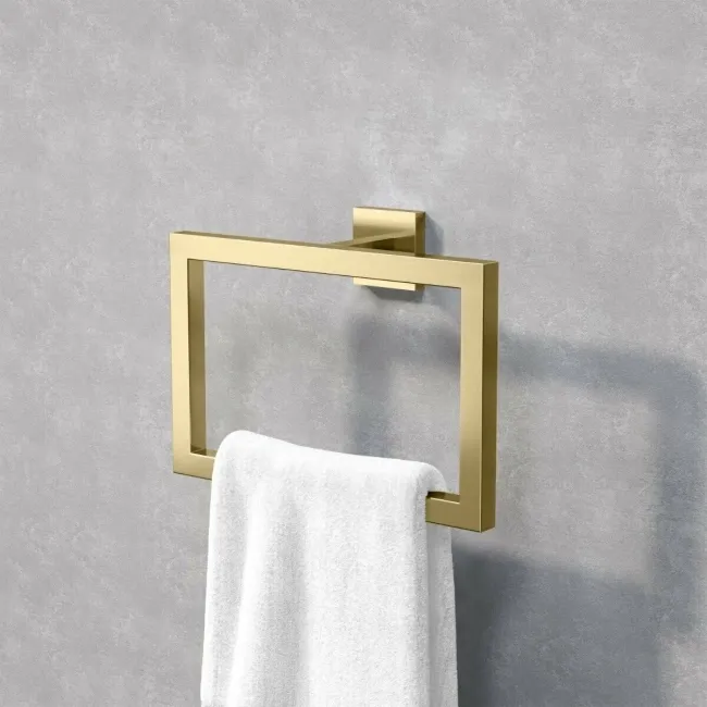 Isla Brushed Brass Toilet Roll Holder & Towel Ring