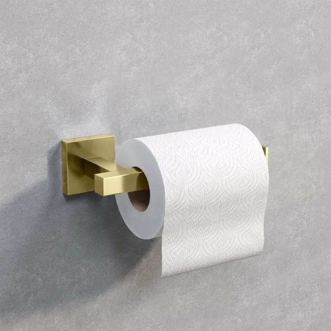 Isla Brushed Brass Toilet Roll Holder & Towel Ring