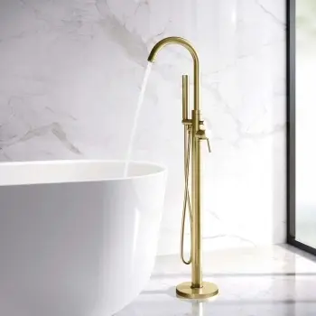 Trent Brushed Brass  Freestanding Bath Shower Mixer Tap