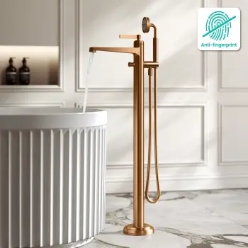 Corrib Brushed Copper Freestanding Bath Shower Mixer Tap
