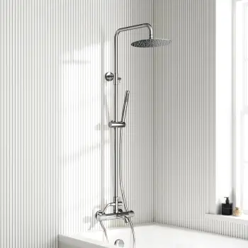 Suir Premium Round Chrome Thermostatic Bath Filler Shower Set with Knurled Detailing