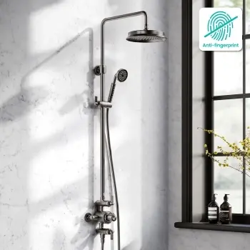 Corrib Premium Brushed Gunmetal Round Thermostatic Shower Set
