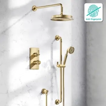 Corrib Premium Brushed Brass Round Thermostatic Shower Set