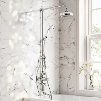 Avoca Traditional Chrome Thermostatic Bath Filler Shower Set with Hand Shower and Soap Dish