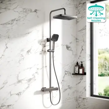 Kinsale Brushed Gunmetal Square Thermostatic Shower Set