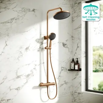 Derry Brushed Copper Round Thermostatic Shower Set