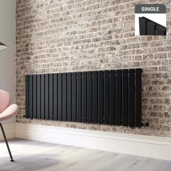 Faro Matt Black Single Flat Panel Horizontal Radiator 600x1610mm