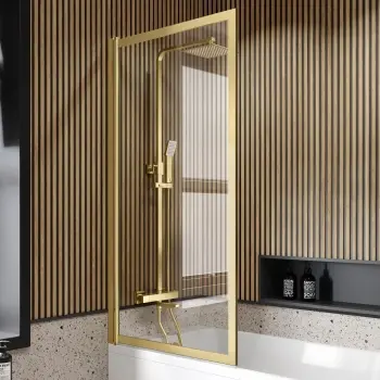 Antwerp Premium Easy Clean 8mm Brushed Brass Framed Bath Screen - 800mm