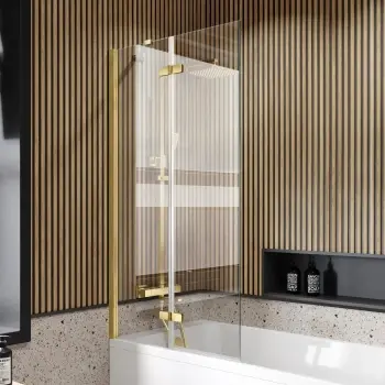 Lucan Easy Clean 6mm Brushed Brass Folding Bath Screen - 800mm