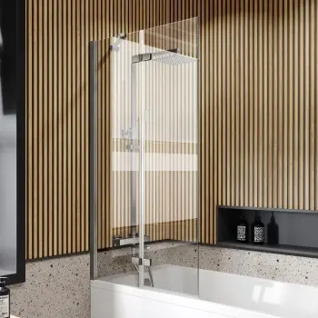 Lucan Easy Clean 6mm Brushed Gunmetal Folding Bath Screen - 800mm