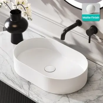 Missouri Matt White Pill Counter Top Stone Basin 500x320mm