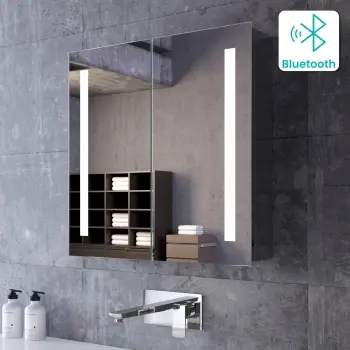 Emielia Illuminated LED Mirror Cabinet With BLUETOOTH Speaker 600x600mm