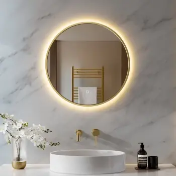 Delilah Brushed Brass Round Backlit Illuminated LED Mirror 600mm