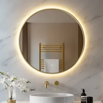 Delilah Brushed Brass Round Backlit Illuminated LED Mirror 800mm