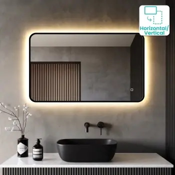 Mila Black Framed Backlit llluminated LED Mirror 600x1000mm