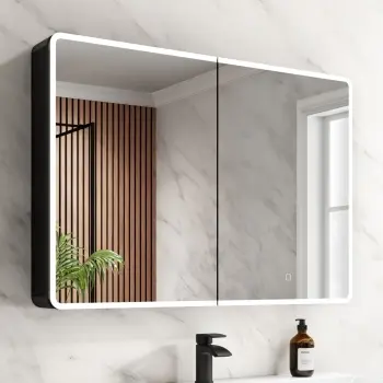 Aurora Matt Black Illuminated LED Mirror Cabinet 700x1000mm
