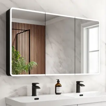 Aurora Matt Black Illuminated LED Mirror Cabinet 700x1200mm