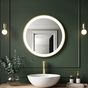 Delilah Brushed Brass Round Illuminated LED Mirror 600mm