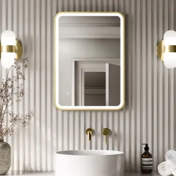 Mila Brushed Brass Illuminated LED Mirror 700x500mm