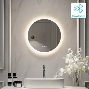 Grace Round Illuminated LED Mirror With BLUETOOTH Speaker 500mm