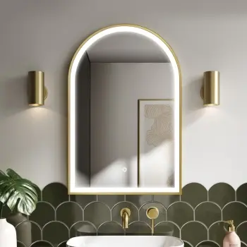 Maya Brushed Brass Arched Illuminated LED Mirror 750x500mm