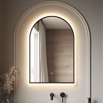 Maya Black Framed Arched Backlit Illuminated LED Mirror 750x500mm