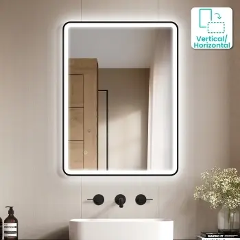 Maè Matt Black Illuminated LED Mirror 800x600mm