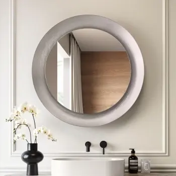 Georgia Pale Brushed Nickel Round Illuminated LED Mirror 850mm