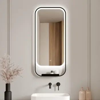 Adeline Matt Black Illuminated LED Mirror 1000x450mm