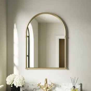 Avoca Traditional Brushed Brass Arched Mirror 673X490mm