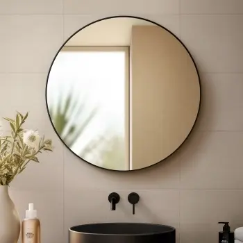 Paris Black Framed Round Bathroom Mirror 800mm