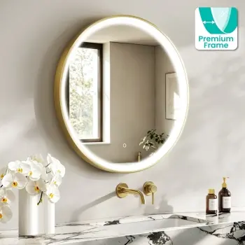 Libby Brushed Brass Round Illuminated LED Mirror 780mm