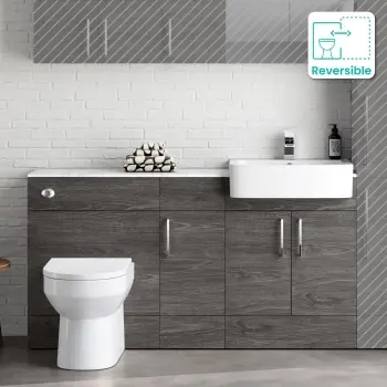 Harper Charcoal Elm Combination Vanity Basin with Marble Top & Miami Toilet 1500mm