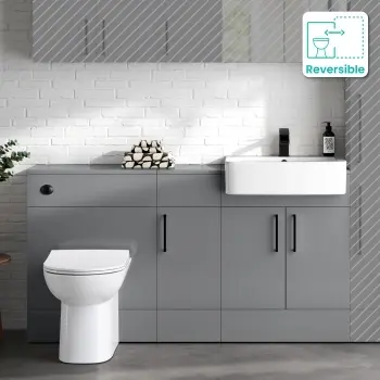 Harper Stone Grey Combination Vanity Basin and Aruba Toilet 1500mm - Black Accents