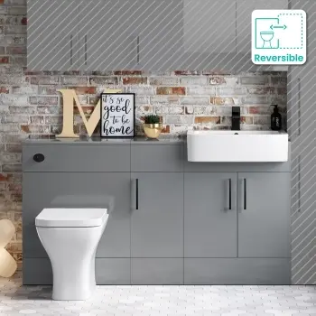 Harper Stone Grey Combination Vanity Basin and Atlanta Toilet 1500mm - Black Accents