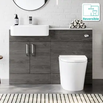 Harper Charcoal Elm Combination Vanity Basin with Marble Top & Boston Toilet 1200mm