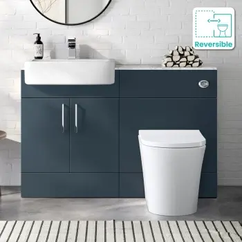 Harper Navy Blue Combination Vanity Basin with Marble Top & Tucson Toilet 1200mm