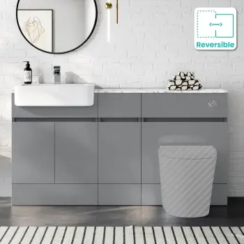 Foster Stone Grey Combination Vanity Basin with Marble Top 1500mm - Excludes Toilet