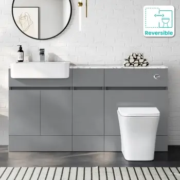 Foster Stone Grey Combination Vanity Basin with Marble Top & Houston Toilet 1500mm